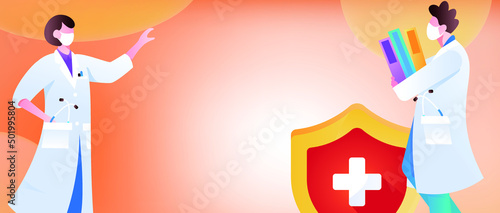 Medical health protection against epidemic flat vector concept illustration
