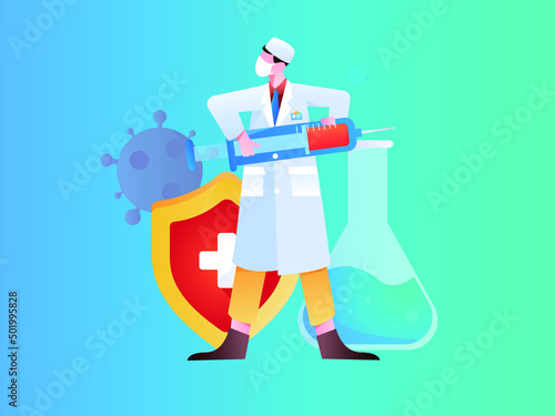 Medical health protection against epidemic flat vector concept illustration
