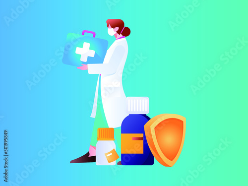 Medical health protection against epidemic flat vector concept illustration
