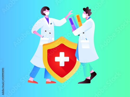 Medical health protection against epidemic flat vector concept illustration

