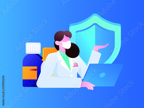 Medical health protection against epidemic flat vector concept illustration
