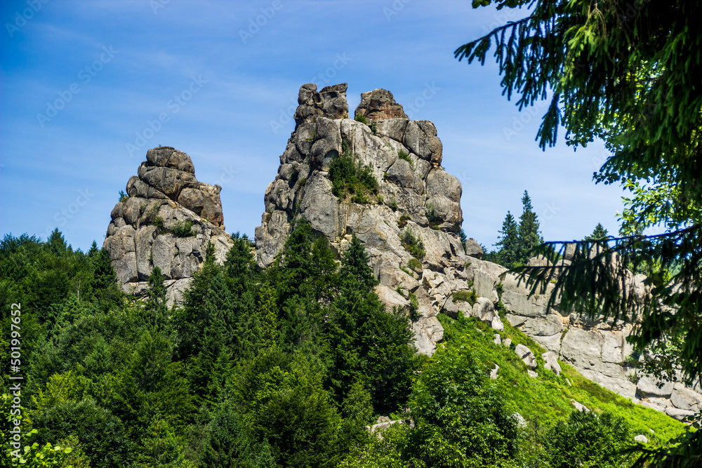 a rocks in Tustan fortress place, Skole Beskids National Nature Park, Lviv region, Ukraine