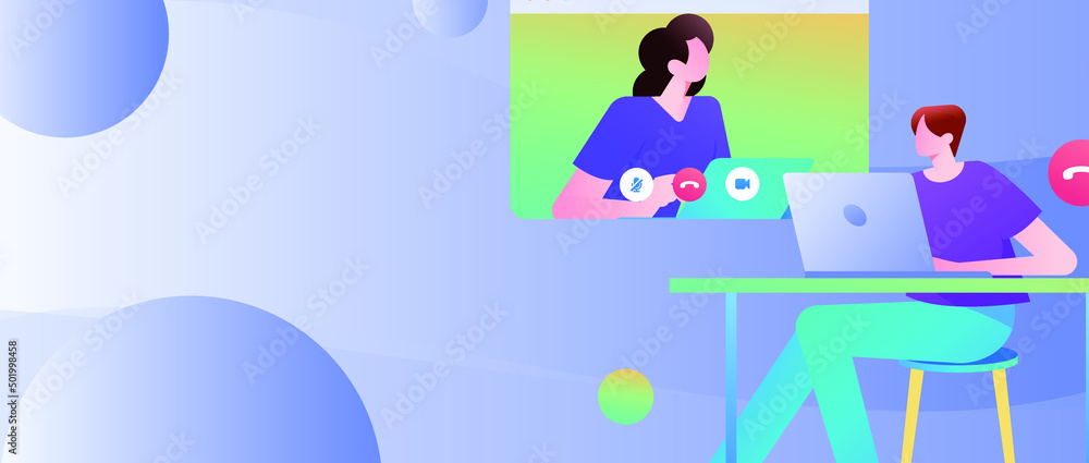 Remote video chat communication meeting flat vector concept illustration
Remote video chat communication meeting flat vector concept illustration