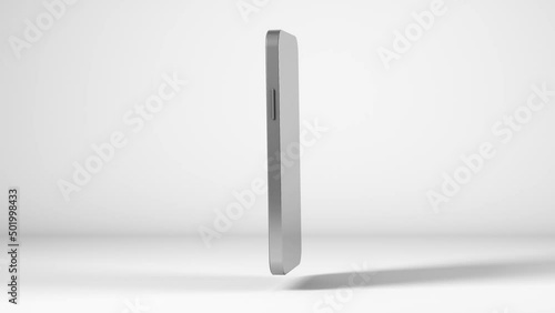 Isolated smartphone, rotating on white background