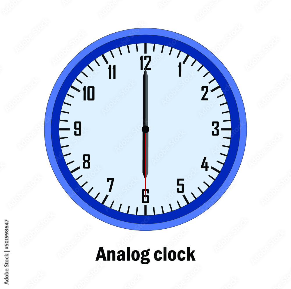 wall clock time 6:00 isolated on white background wall clock time 6:00 isolated on white background