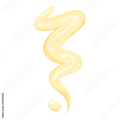 Spot mayonnaise, fresh cream, yoghurt or cheese sauce. Vector 3d puddle and splashes illustration isolated on white background. Condiment element for food design.