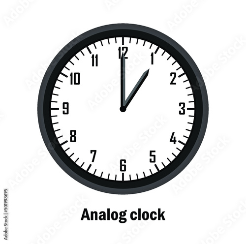wall clock vector illustration time 1:00