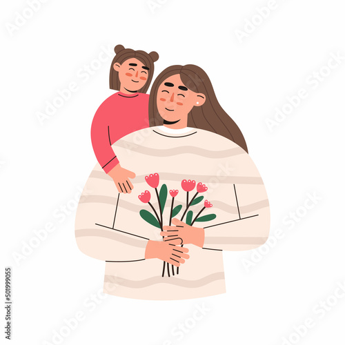Little girl hugging her mother