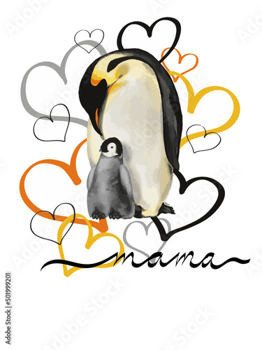 Pinguin Mama mit Baby