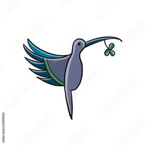 Colibri bird isolated on white. Sketch for your design