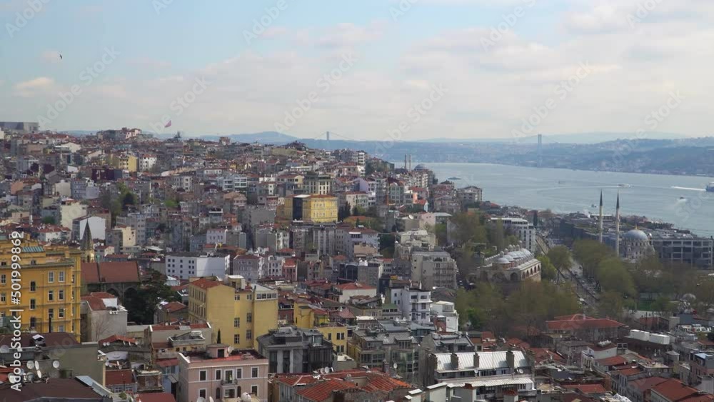 Great view of Istanbul from the Galata Tower.Turkey. European part of the city. Timelapse. Great view of Istanbul from the Galata Tower.Turkey. European part of the city. Timelapse.