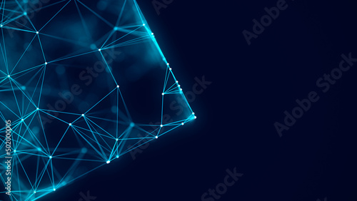 Cube of plexus lines. Technological structures. Digital blockchain concept and data transfer system. Abstract wireframe cube. 3d rendering.