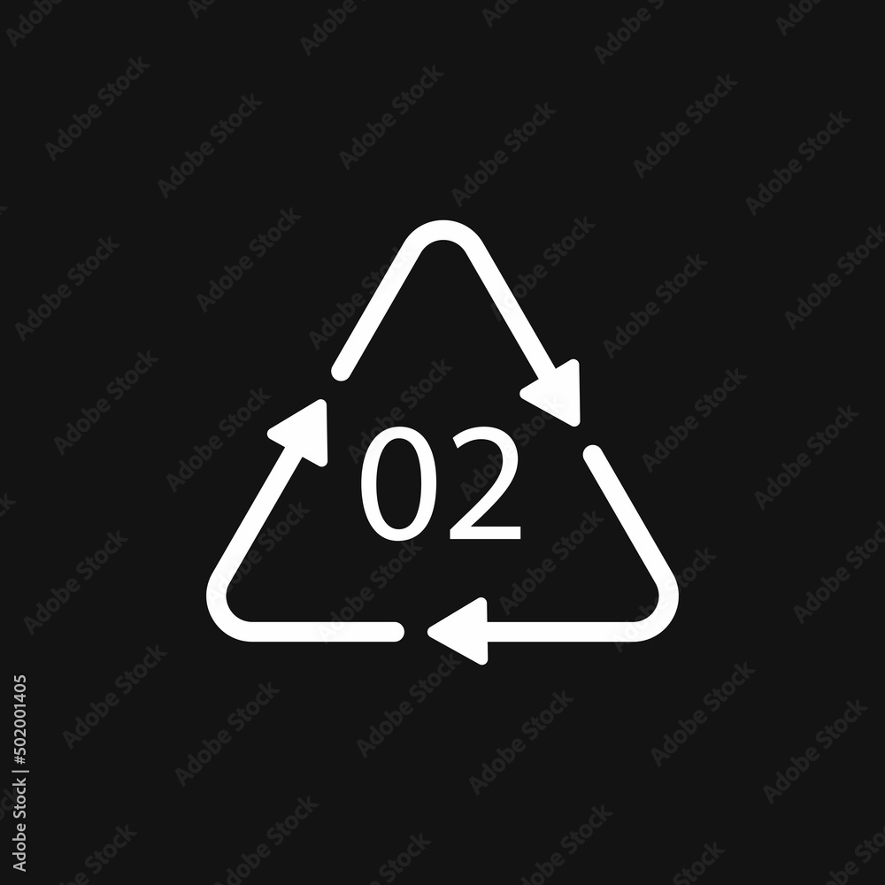 HDPE 02 recycling code symbol. Plastic recycling vector polyethylene sign. HDPE 02 recycling code symbol. Plastic recycling vector polyethylene sign.
