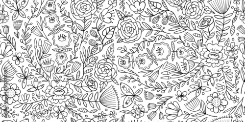 Floral Garden. Spring concept Background. Seamless pattern for your design. C...