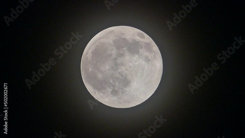 full moon view on a misty and foggy night, night and full moon 4k video,