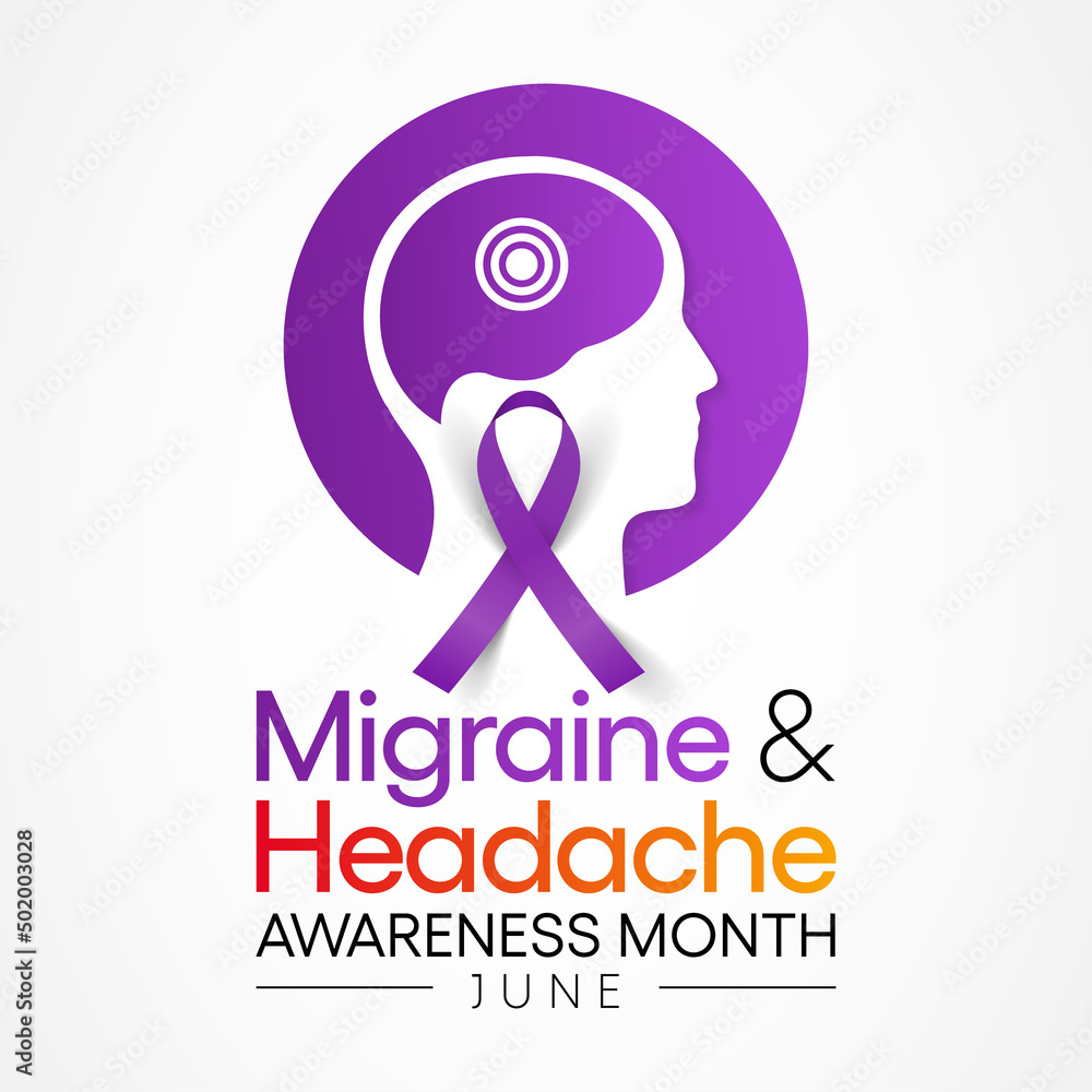 National Migraine and headache awareness month is observed every year in June. it is usually a moderate or severe headache felt as a throbbing pain on one side of the head. Vector illustration National Migraine and headache awareness month is observed every year in June. it is usually a moderate or severe headache felt as a throbbing pain on one side of the head. Vector illustration