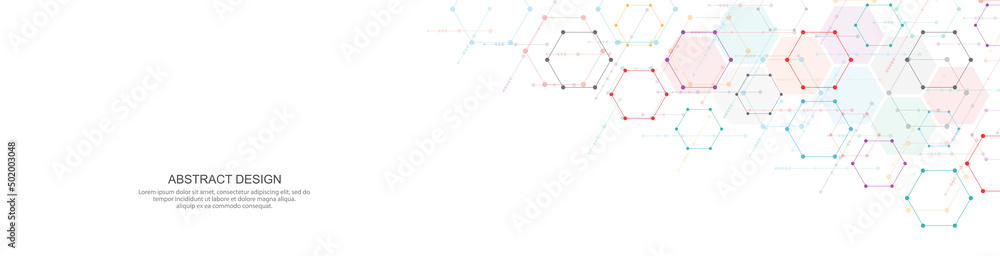 Abstract background and geometric pattern with hexagons for banner design or header