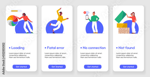Template designs empty states for mobile app pages concept
