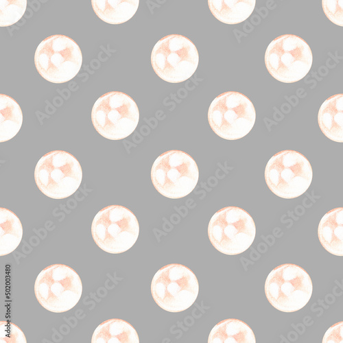 Seamless Pearl pattern. Watercolor illustration. Isolated on a gray background.