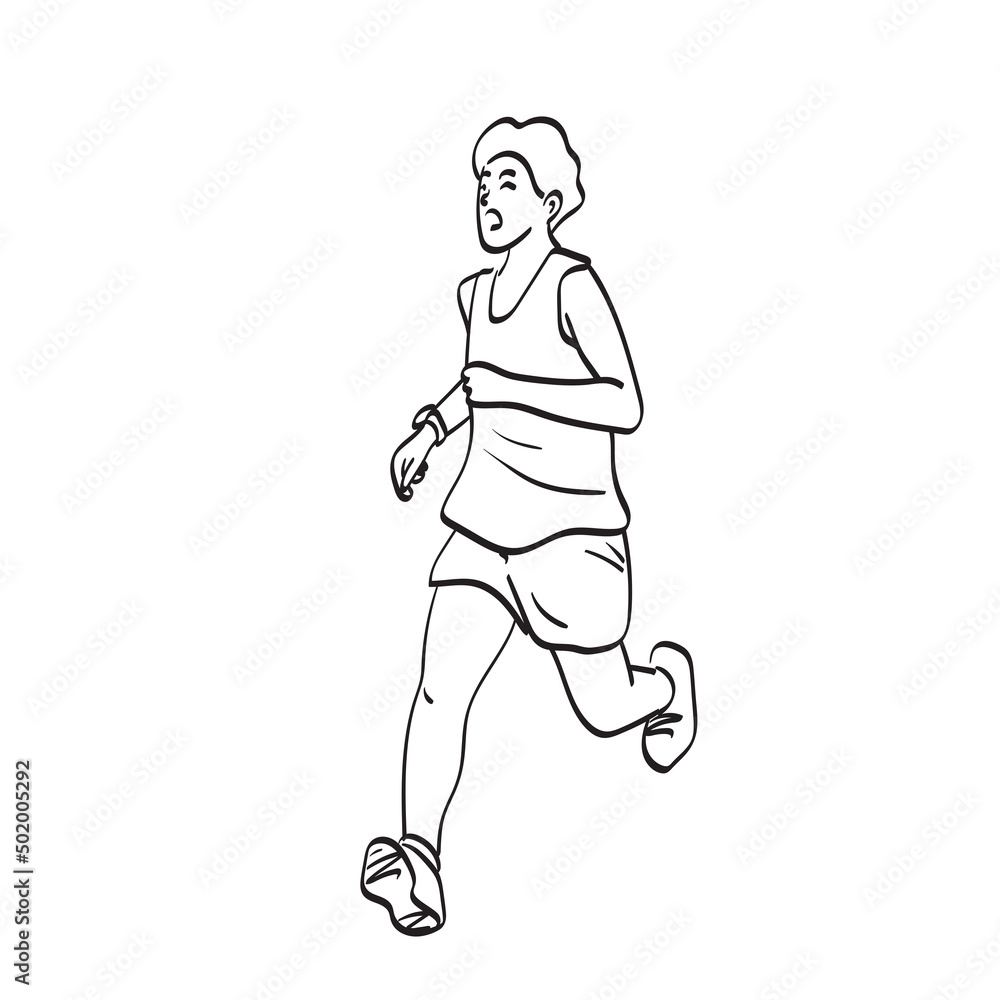 Fototapeta premium line art male runner illustration vector hand drawn isolated on white background