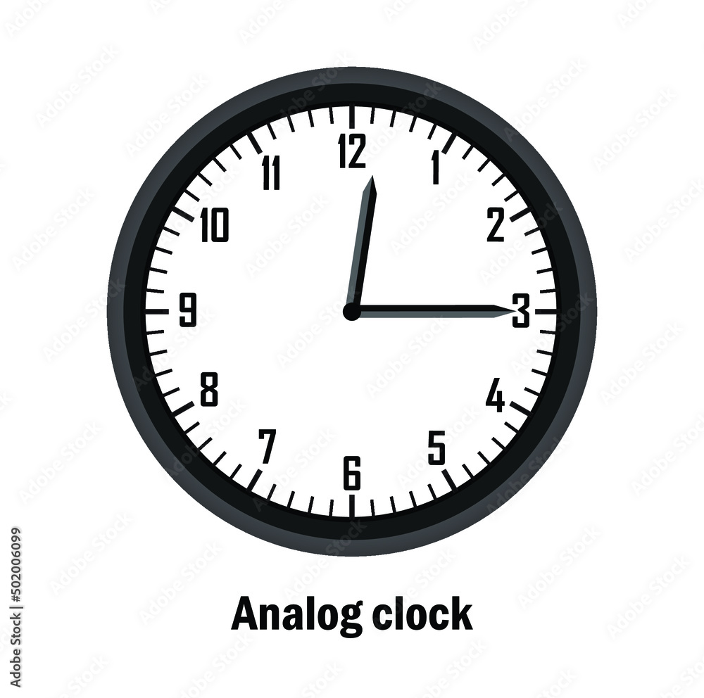 analog clock vector clock with time 12:15 analog clock vector clock with time 12:15