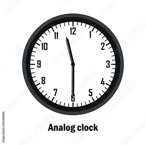Analog clock time. 11-30. with white background. vector