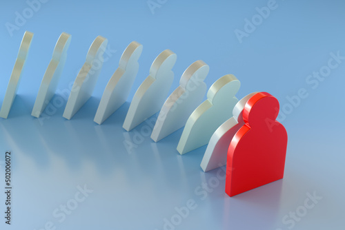 The Domino Effect in Business. a Businessman Leader Prevents Other Employees from Falling. 3d Rendering