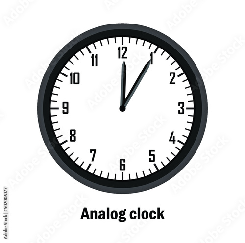 Analog clock time. 12-05. with white background. vector