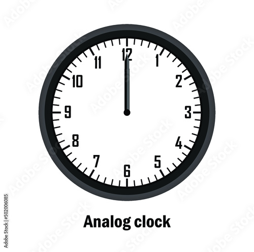 Analog clock time. 12-00. with white background. vector