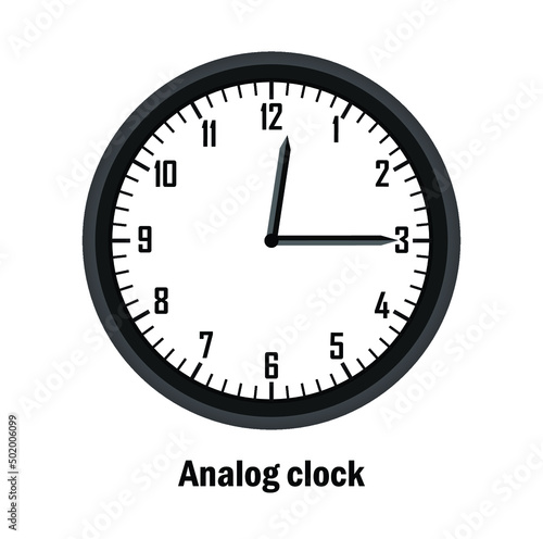 analog clock vector clock with time 12:15