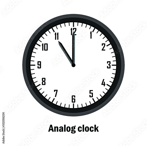 Analog clock time. 11:00. with white background. vector