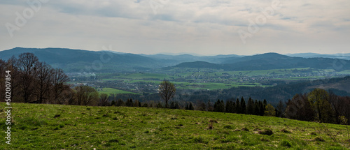 View from Mala Kycera hill in Moravskoslezske Beskydy mountains