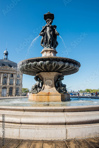 Fontaine des Trois Graces on Place de la Bourse in Bordeaux, France