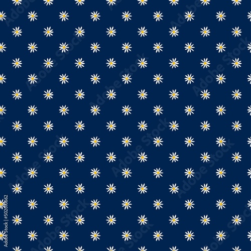 PrintDaisy Pattern Seamless. Blue Floral Pattern background. Textile pattern or wallpaper design. Vector. 