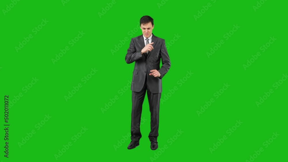 Confused man in elegant suit. Chroma key Confused man in elegant suit. Chroma key