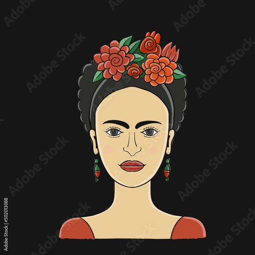 Frida, portrait of modern Mexican woman for your design