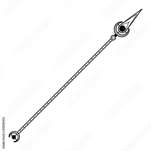 Abstract Black Simple Line Spear Weapon Doodle Outline Element Vector Design Style Sketch Isolated On White Background Illustration For War, Battle