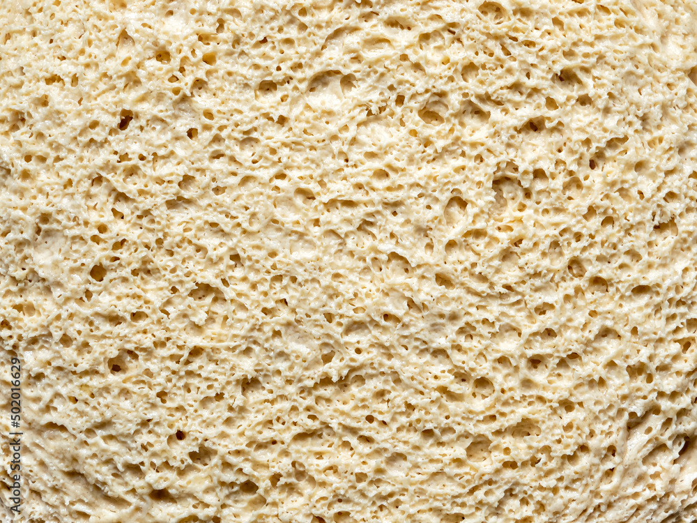Cellular texture of yeast-free dough. White bread texture, closeup slice with macro surface details. Cellular texture of yeast-free dough. White bread texture, closeup slice with macro surface details.
