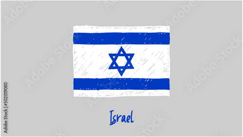 Israel National Country Flag Marker or Pencil Sketch Illustration Vector