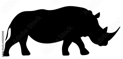 rhinoceros black silhouette, on white background, isolated