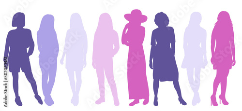women silhouette, on white background, isolated