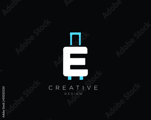 Creative Minimal Letter E Luggage Bag Logo Design | Travel Agency Letter E Logo Design