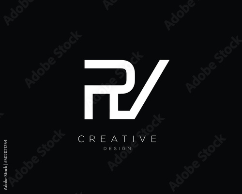 RV Logo Design , Initial Based RV Monogram 