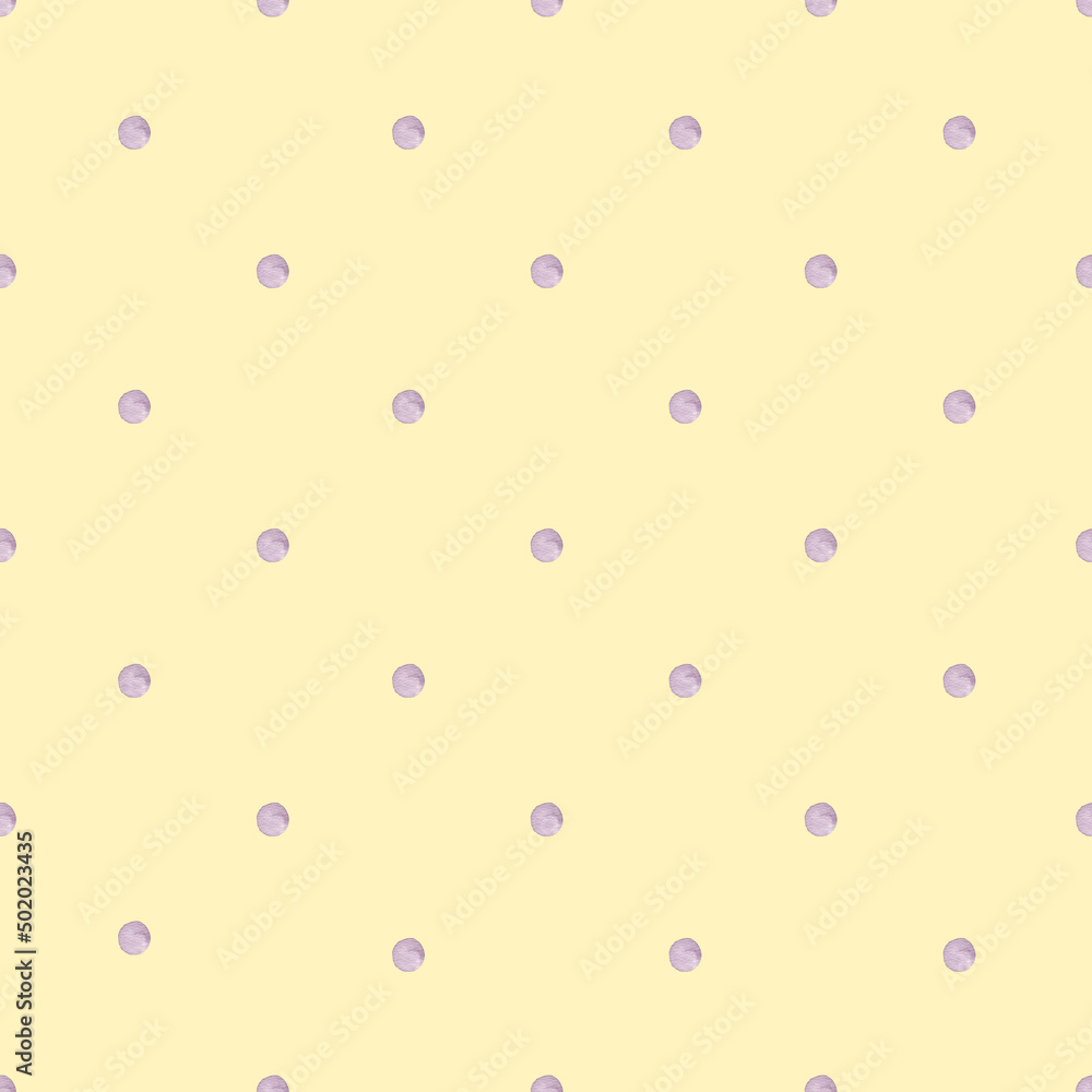 Seamless pattern with watercolor purple polka dot isolated.