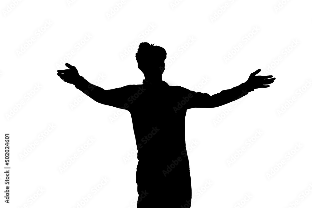 silhouette of a person with arms outstretched silhouette of a person with arms outstretched
