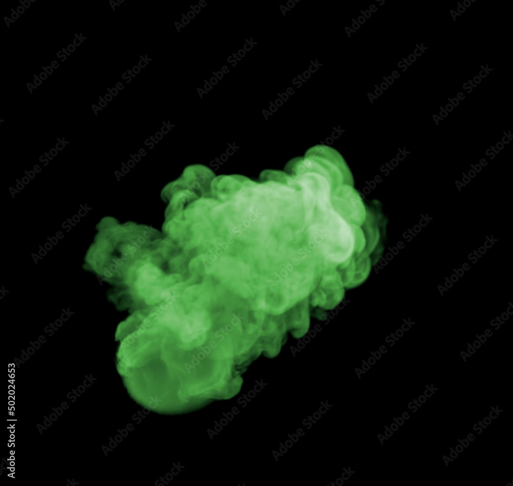 Top View of Wispy and Swirly Green Toxic Smoke cloud on black Top View of Wispy and Swirly Green Toxic Smoke cloud on black