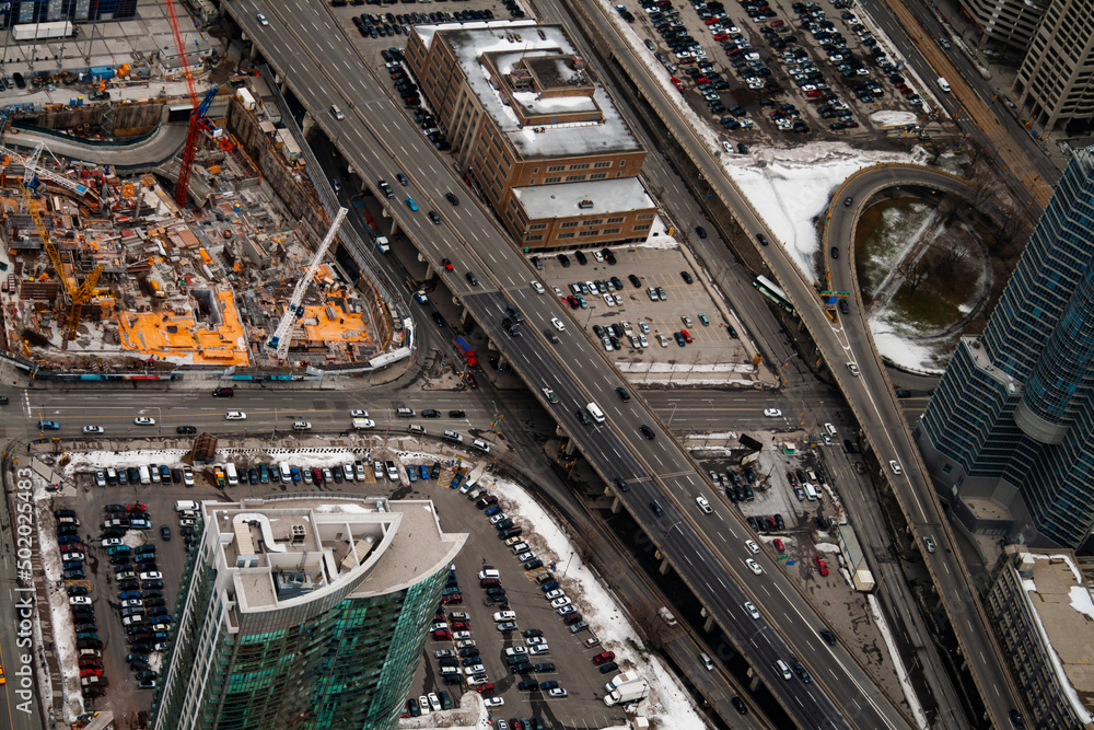Fotografie Toronto city downtown construction view from above