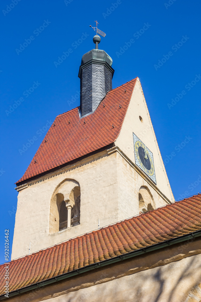 Tower of the historic St. Thomas von Canterbury church in Merseburg, Germany