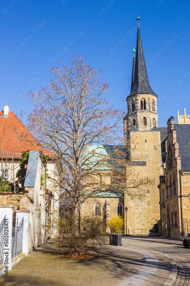 Towers of the Dom church in the center of Merseburg, Germany