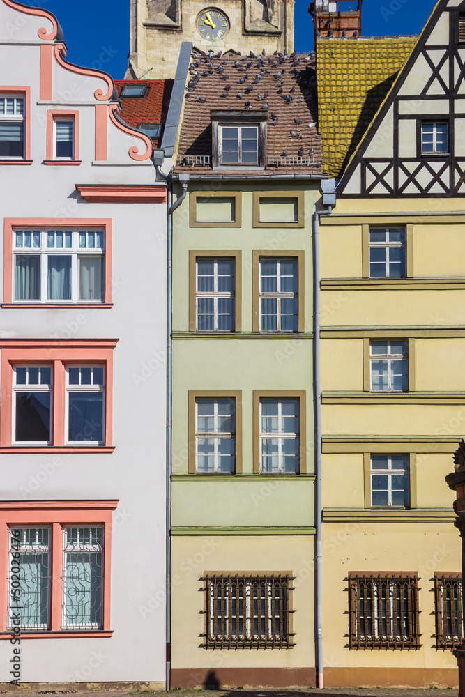 Colorful old houses on the market square in Merseburg, Germany